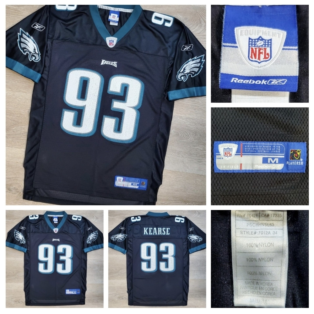 Vintage NFL Philadelphia Eagles Jevon Kearse #93 Jersey Reebok 2004 Black Med